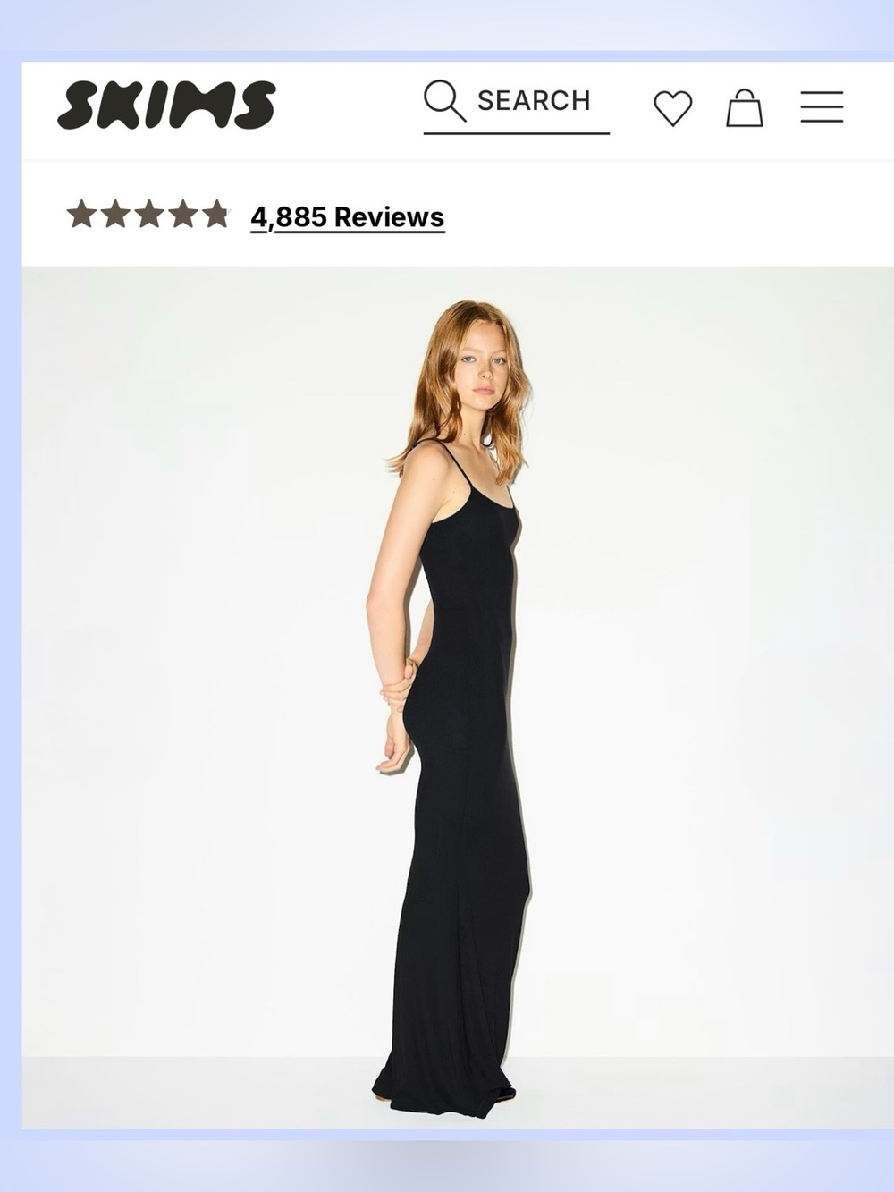 Skims long ribbed cami dress XS
